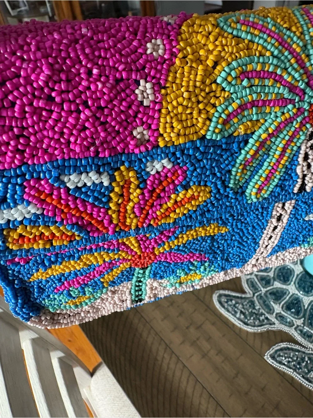Beaded Palm Tree Clutch - Multicolor